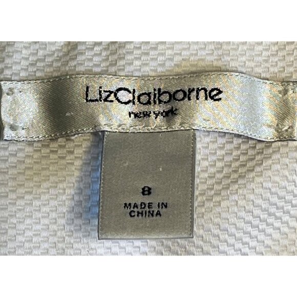 Liz Claiborne Womens White Textured Cap Sleeve Dress Size 8 - Picture 3 of 10
